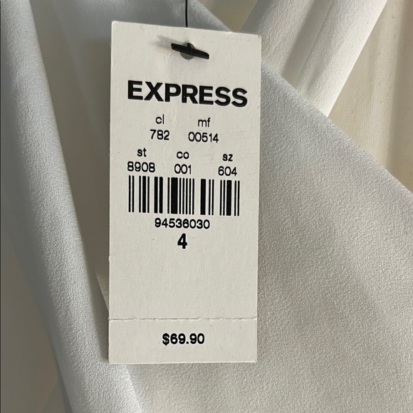 Express White Dress sleeveless- very soft halter-ish, eye catching lacy hemline. - Picture 2 of 9